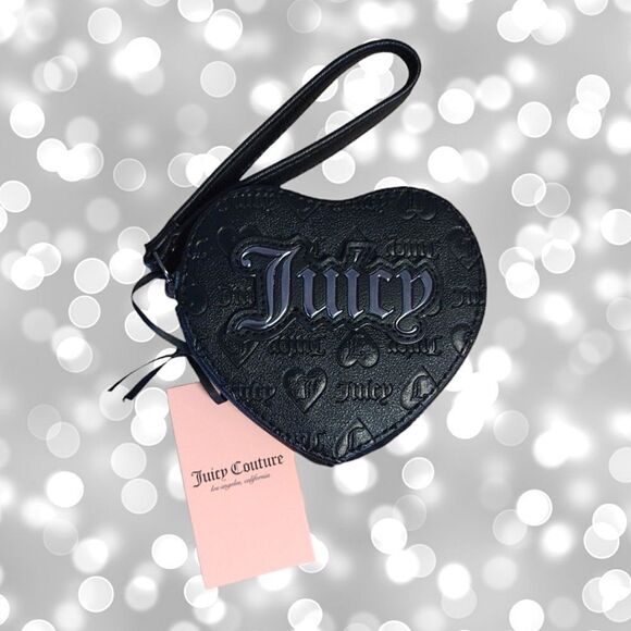 Juicy Couture Black Heart Shaped Zip Around 5" Wristlet NWT - Picture 5 of 13